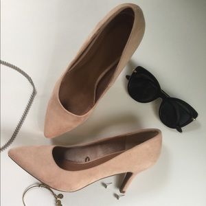 Faux suede heels